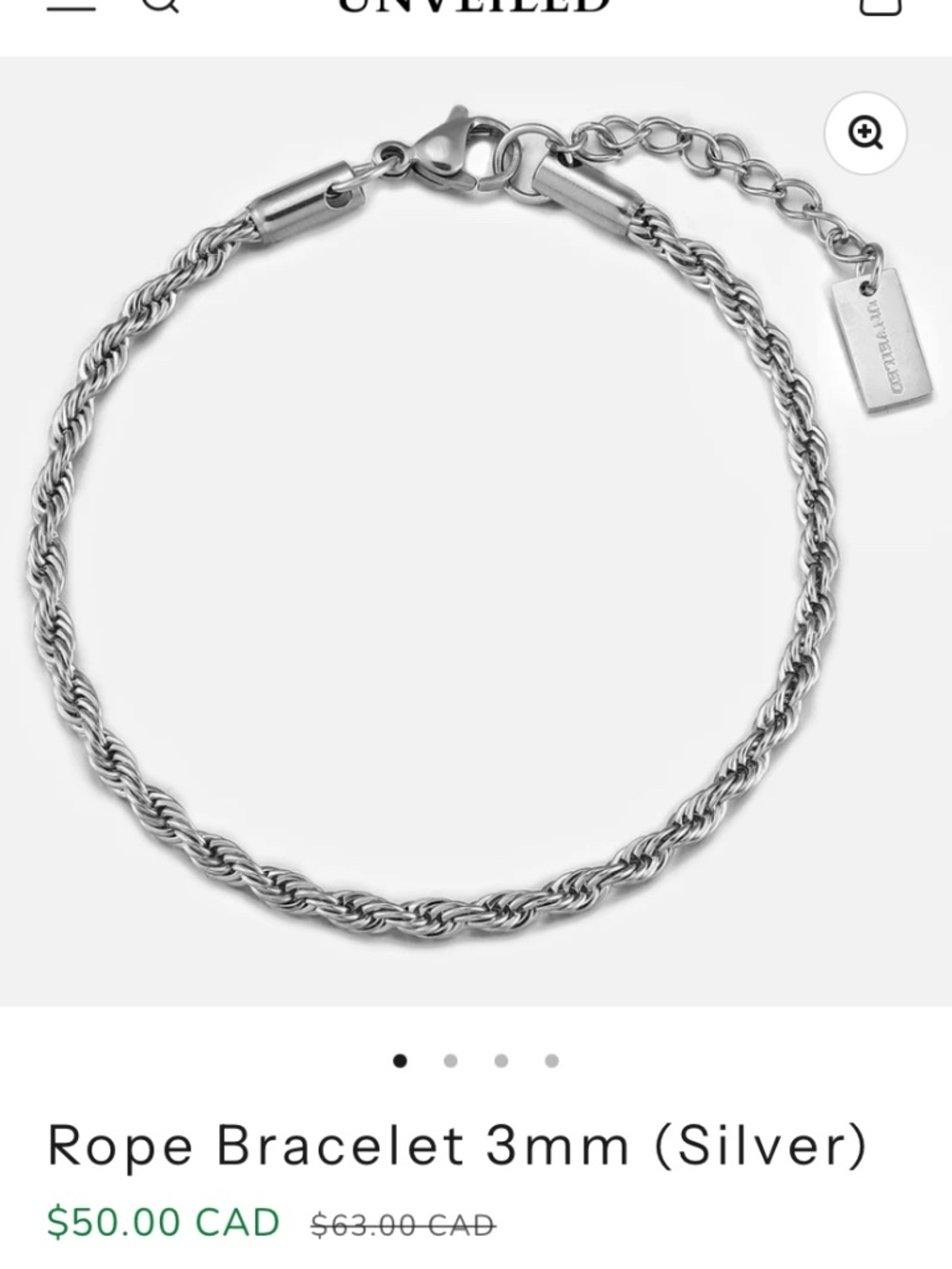 Unveiled Faith Rope Bracelet 3mm - Picture 2 of 2